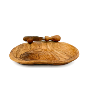 OLIVE WOOD Butter Dish With Knife 25 cm
